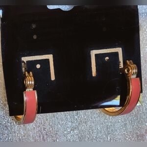 Orange & Gold Enamel Clip-on Earrings